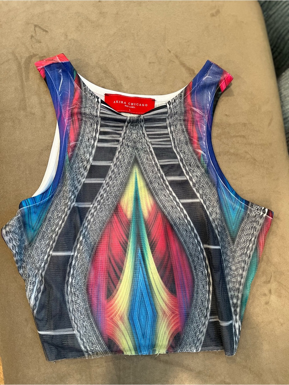 AKIRA Multicolored Neon Graphic Crop Top